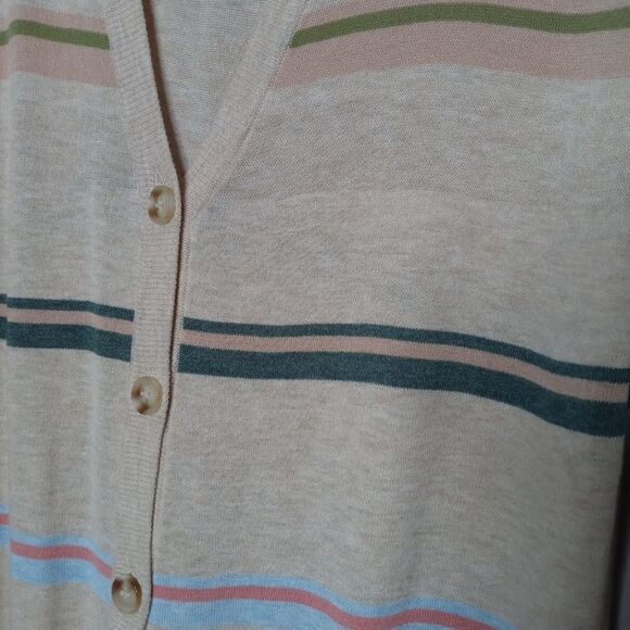 Heartloom Long Line Stripe Button Front Cardigan - Picture 4 of 8